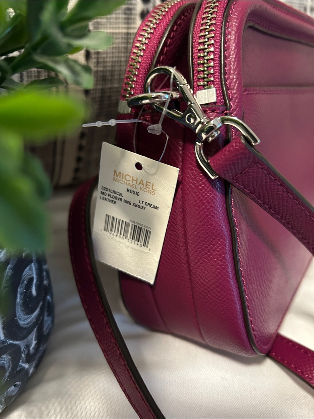 Michael Kors Houston Plum Cross Grain Saffiano Crossbody Bag NWT - Picture 5 of 13